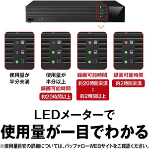 BUFFALO 24時間録画対応 使用量メーター搭載 外付HDD(4TB) ブラック HDV-SAM4.0U3-BKA-イメージ9