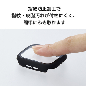 エレコム Apple Watch Series 10(46mm)用フルカバーケース プレミアムガラス/高透明 ブラック AW-24AFCGBK-イメージ5