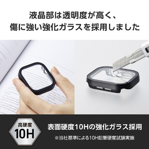 エレコム Apple Watch Series 10(46mm)用フルカバーケース プレミアムガラス/高透明/防水 ブラック AW-24AFCGEBK-イメージ5