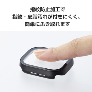 エレコム Apple Watch Series 10(46mm)用フルカバーケース プレミアムガラス/高透明/防水 ブラック AW-24AFCGEBK-イメージ6