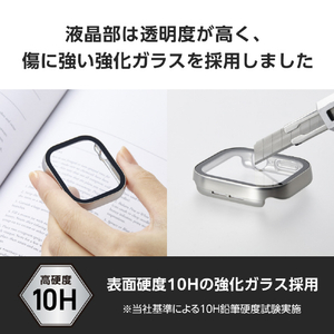 エレコム Apple Watch Series 10(46mm)用フルカバーケース プレミアムガラス/高透明/防水 シルバー AW-24AFCGESV-イメージ5