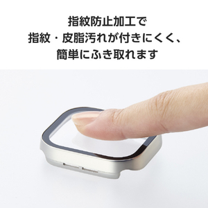 エレコム Apple Watch Series 10(46mm)用フルカバーケース プレミアムガラス/高透明/防水 シルバー AW-24AFCGESV-イメージ6