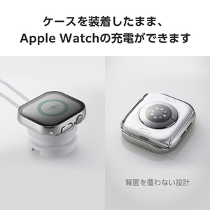 エレコム Apple Watch Series 10(46mm)用フルカバーケース プレミアムガラス/高透明/防水 シルバー AW-24AFCGESV-イメージ7