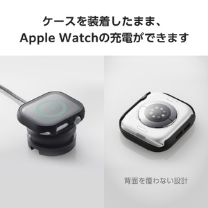 エレコム Apple Watch Series 10(46mm)用フルカバーケース プレミアムガラス/反射防止 ブラック AW-24AFCGMBK-イメージ7