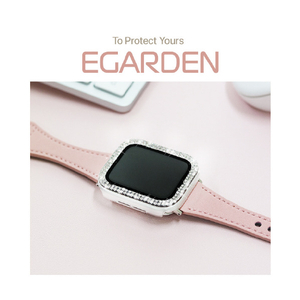 EGARDEN Apple Watch 45mm用ガラスフィルム一体型ラインストーンケース ブラック EG24868AWBK-イメージ6