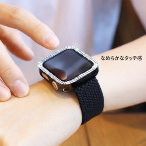 EGARDEN Apple Watch 45mm用ガラスフィルム一体型ラインストーンケース シルバー EG24869AWSV-イメージ11