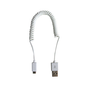 タイムリー コイル型USBケーブル(22～55cm) ホワイト TM-MICROUSB-COIL-WH-イメージ2