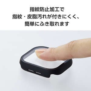 エレコム Apple Watch Series 10(46mm)用フルカバーケース プレミアムガラス/ゴリラ/セラミックコート ブラック AW-24AFCGOCBK-イメージ6