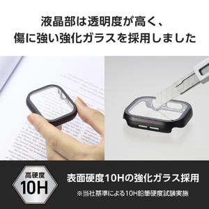 エレコム Apple Watch Series 10(46mm)用フルカバーケース プレミアムガラス/高透明/メタリック ブラック AW-24AFCGPBK-イメージ5