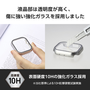 エレコム Apple Watch Series 10(46mm)用フルカバーケース プレミアムガラス/高透明/メタリック シルバー AW-24AFCGPSV-イメージ5