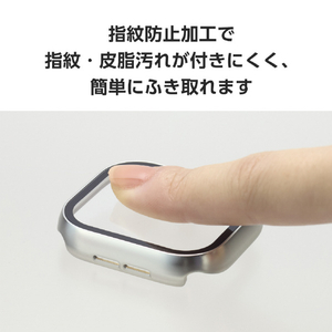 エレコム Apple Watch Series 10(46mm)用フルカバーケース プレミアムガラス/高透明/メタリック シルバー AW-24AFCGPSV-イメージ6