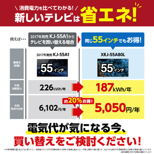 SONY 55V型4Kチューナー内蔵4K対応有機ELテレビ BRAVIA A80Lシリーズ XRJ-55A80L-イメージ5