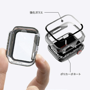 EGARDEN Apple Watch 45mm用ガラスフィルム一体型ケース クリア EG24879AWCL-イメージ9