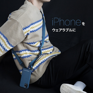 PHONECKLACE iPhone 14 Pro用バンドショルダーストラップ付きシリコンケース ティールブルー PN23881I14PBL-イメージ4