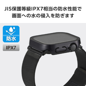 エレコム Apple Watch Series 10(42mm)用フルカバーケース プレミアムガラス/高透明/防水 ブラック AW-24BFCGEBK-イメージ4