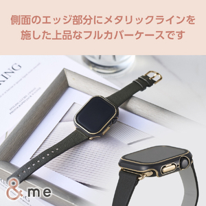 エレコム Apple Watch Series 10(42mm)用フルカバーケース プレミアムガラス/高透明/ゴールドライン &me チャコールグレー AW-24BFCGJGY-イメージ4