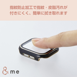 エレコム Apple Watch Series 10(42mm)用フルカバーケース プレミアムガラス/高透明/ゴールドライン &me チャコールグレー AW-24BFCGJGY-イメージ6