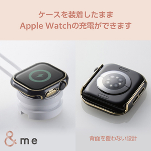 エレコム Apple Watch Series 10(42mm)用フルカバーケース プレミアムガラス/高透明/ゴールドライン &me チャコールグレー AW-24BFCGJGY-イメージ7