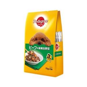 マースジャパンリミテッド ペディグリー　成犬用　ビーフ＆緑黄色野菜　70g×3袋 P115PEDﾊﾟｳﾁﾋﾞ-ﾌﾔｻｲ3P-イメージ1