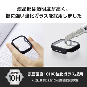 エレコム Apple Watch Series 10(42mm)用フルカバーケース プレミアムガラス/ゴリラ/高透明 ブラック AW-24BFCGOBK-イメージ5