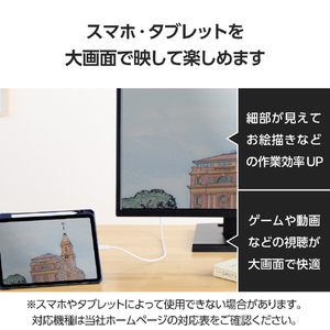 エレコム USB Type-C(TM) - HDMI(R)変換ケーブル(シリコンメッシュ) ホワイト MPA-CHDMISM10WH-イメージ3