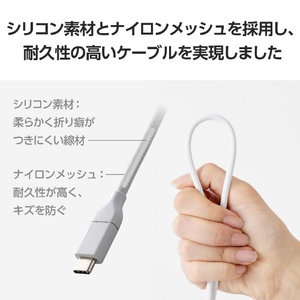 エレコム USB Type-C(TM) - HDMI(R)変換ケーブル(シリコンメッシュ) ホワイト MPA-CHDMISM10WH-イメージ6