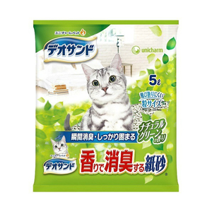 ユニ・チャームペットケア デオサンド 香りで消臭する紙砂 ナチュラルグリーンの香り(5L) ﾃﾞｵｻﾝﾄﾞｶﾐｽﾞﾅｸﾞﾘ-ﾝﾉｶｵﾘ5L-イメージ1