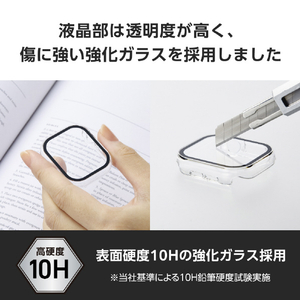 エレコム Apple Watch Series 10(42mm)用フルカバーケース プレミアムガラス/ゴリラ/高透明 クリア AW-24BFCGOCR-イメージ5