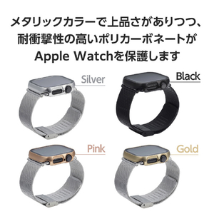 エレコム Apple Watch Series 10(42mm)用フルカバーケース プレミアムガラス/高透明/メタリック ブラック AW-24BFCGPBK-イメージ4