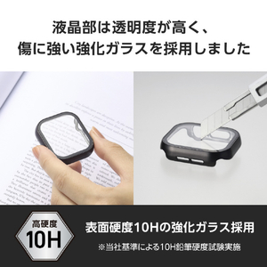 エレコム Apple Watch Series 10(42mm)用フルカバーケース プレミアムガラス/高透明/メタリック ブラック AW-24BFCGPBK-イメージ5