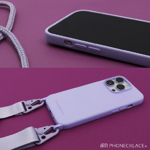 PHONECKLACE iPhone 14 Plus用バンドショルダーストラップ付きシリコンケース パウダーピンク PN23900I14MPK-イメージ17