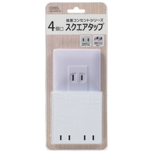 オーム電機 スクエアタップ 4個口 ホワイト HS-A4PBT-W-イメージ2