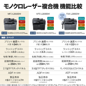 ブラザー A4モノクロレーザー複合機 JUSTIO ブラック&ダークグレー MFC-L2860DW-イメージ13