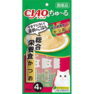 いなばペットフード CIAO ちゅ～る 総合栄養食 かつお 14g×4本 ﾁﾕ-ﾙｿｳｺﾞｳｴｲﾖｳｶﾂｵ14GX4-イメージ1