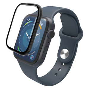 エレコム Apple Watch Series 9/8/7(45mm)用フルカバーガラスフィルム 高透明/極薄/治具付 ブラック AW-23AFLGS2R-イメージ1