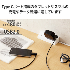 エレコム スイング式USB-A to USB Type-C(TM)ケーブル(1．2m) ブラック MPA-ACSW12BK-イメージ5