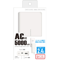 多摩電子工業 リチウムコンセントチャージャー5000 C+A ホワイト FLA25UCW