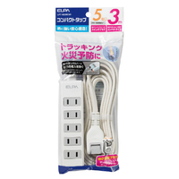 エルパ コンパクトタップ(5個口・3m) ホワイト LPT-503N(W)