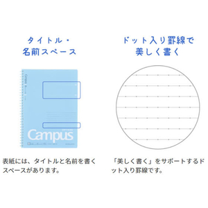 コクヨ キャンパス ソフトリングノート(ドット入罫線) セミB5 40枚 ブルー FC91162-ｽ-S111BT-B-イメージ3
