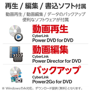 ロジテック Type-A/C対応 再生・編集・書込ソフト付USB3．2(Gen1)ポータブルDVD ブラック LDR-PWA8U3CVBK-イメージ4