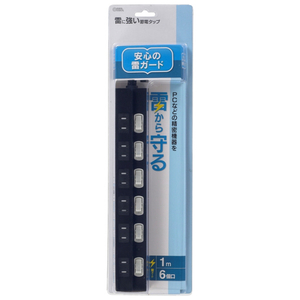 オーム電機 雷に強い節電タップ 6個口(1m) ブラック HS-TPK61PBT-K-イメージ2