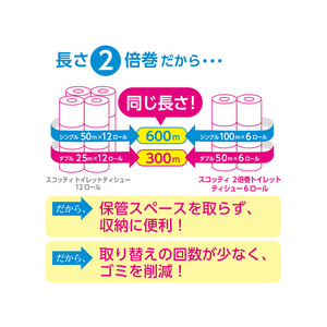 クレシア スコッティ フラワーパック 2倍長持ち 6ロール ダブル F910114-22710-イメージ5