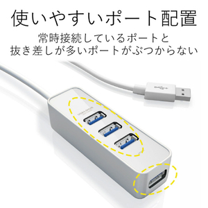 エレコム マグネット付き4ポートUSB3．0ハブ ホワイト U3H-T405BWH-イメージ7