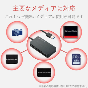 エレコム メモリリーダライタUSB3．0/SD・microSD・MS・XD・CF対応 MR3-A006BK-イメージ2