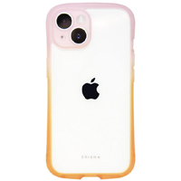 NATURAL design iPhone 15用背面型ケース Chrome-gradation コーラルオレンジ IP23-61-CHCG04