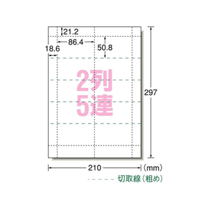 エーワン 手作りチケット A4 2列5連 白無地 20シート F868552-51468-イメージ2