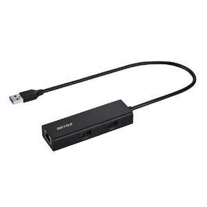 バッファロー Giga対応 USB-A LANアダプターハブ付 ブラック LUD-U3-AU101BK-イメージ1