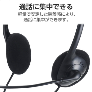 エレコム 両耳小型有線オーバーヘッドセット φ3．5mm3極ミニプラグ×2 ブラック HS-HP14SBK-イメージ7