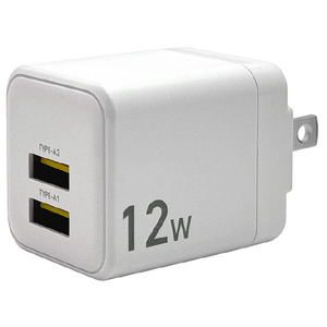 ラスタバナナ USB2ポート AC充電器(計2．4A) ホワイト RAC2A2A05WH-イメージ1