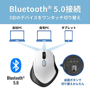 バッファロー 静音5ボタン Bluetooth5．0 切替機能付 マウス ホワイト BSMBB540WH-イメージ4